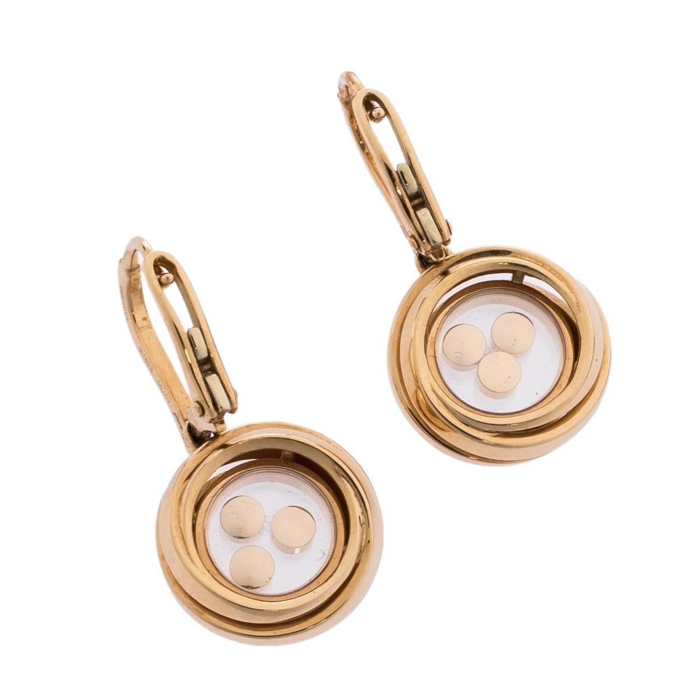 Rose Cut Chopard Happy Emotions Diamond 18K Rose Gold Earrings