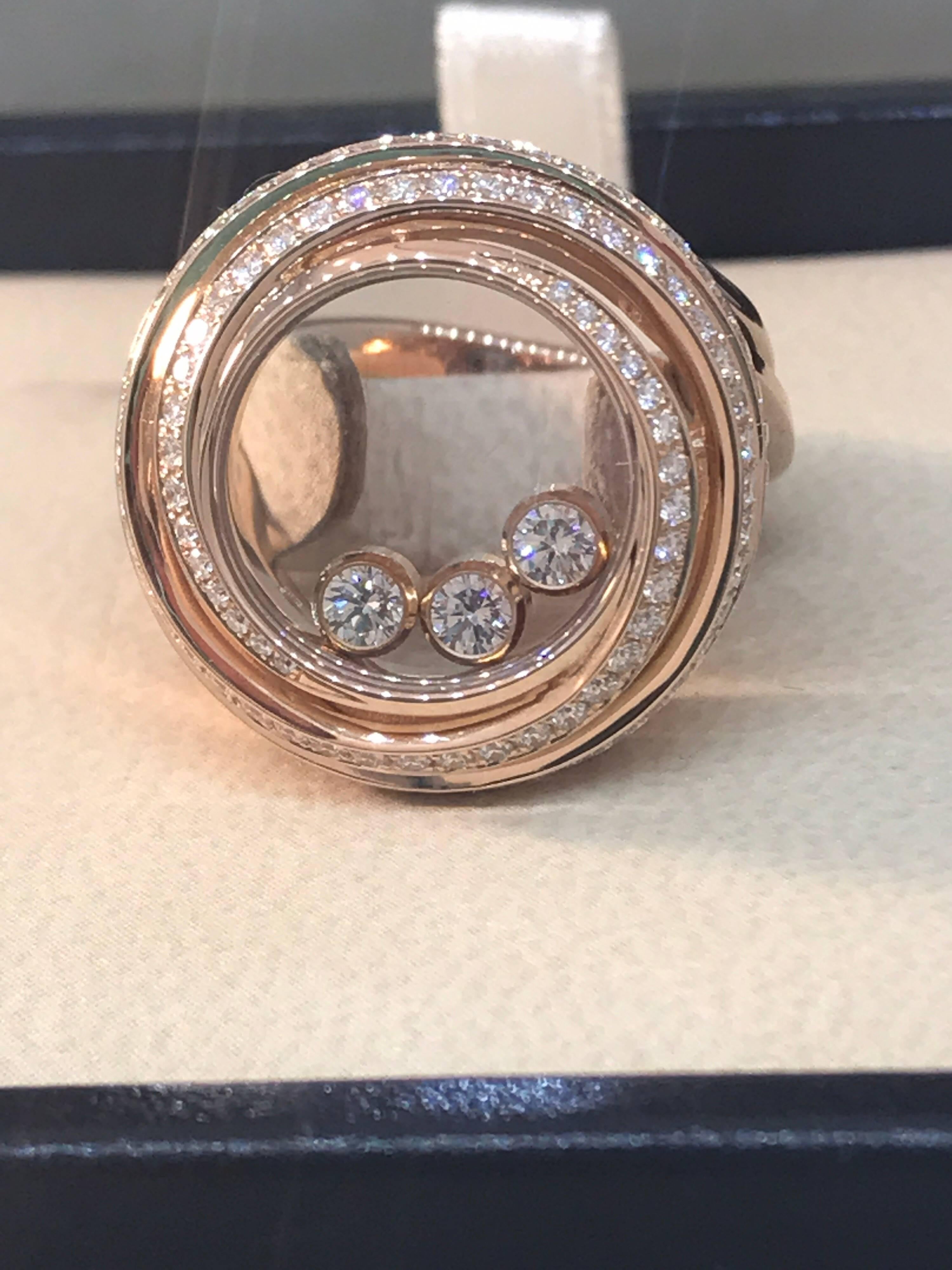 Chopard Happy Emotions Ring

Model Number: 82/9217-5039

100% Authentic

Brand New

Comes with original Chopard box, certificate of authenticity and warranty, and jewels manual

18 Karat Rose Gold

Ring Weight: 13.86gr

Size 6.5 / 53

138 Diamonds