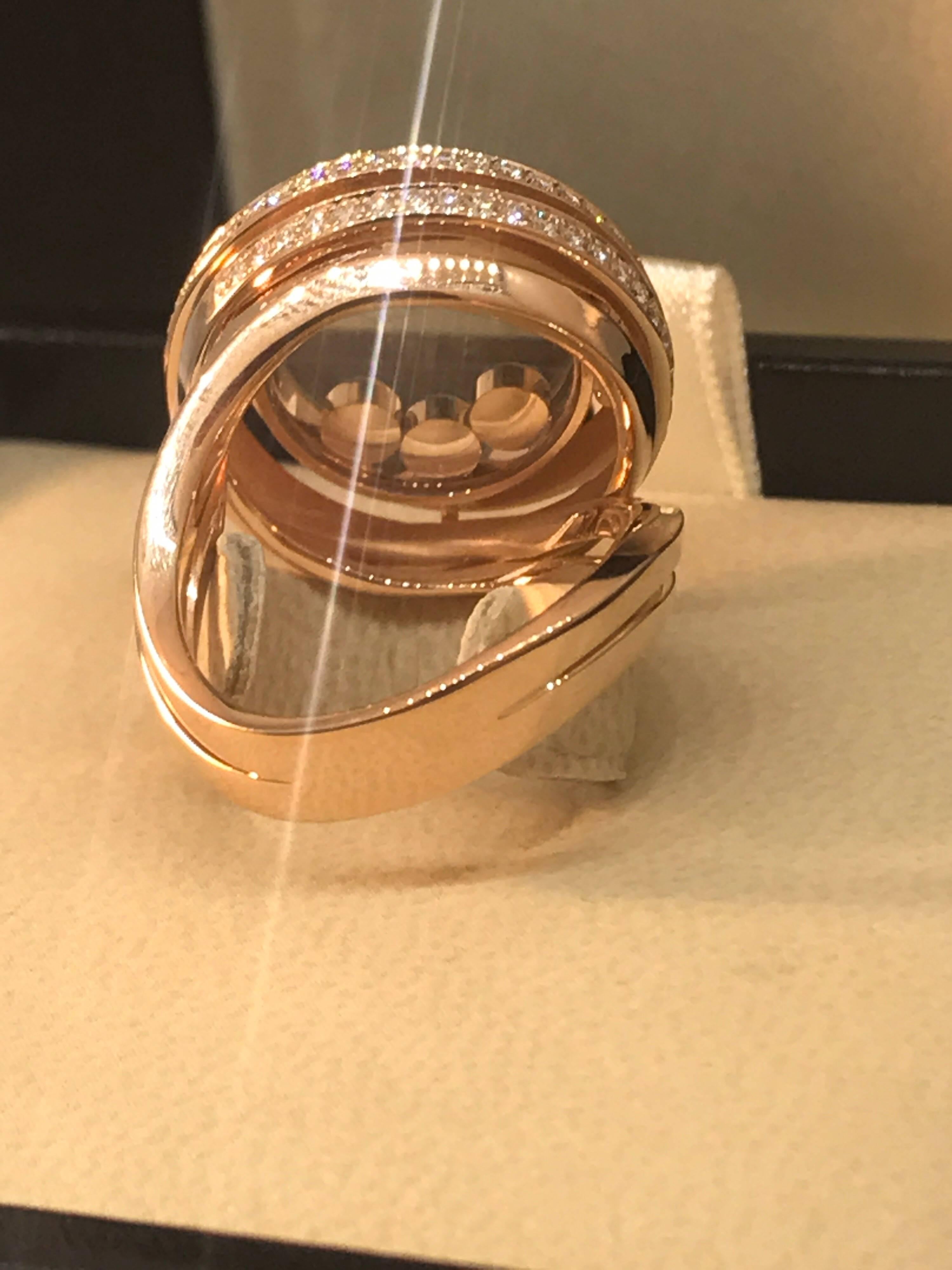 Chopard Happy Emotions Rose Gold Full Diamond Ring 82/9217 New In New Condition For Sale In New York, NY