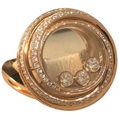 Chopard Happy Emotions Rose Gold Full Diamond Ring 82/9217 New