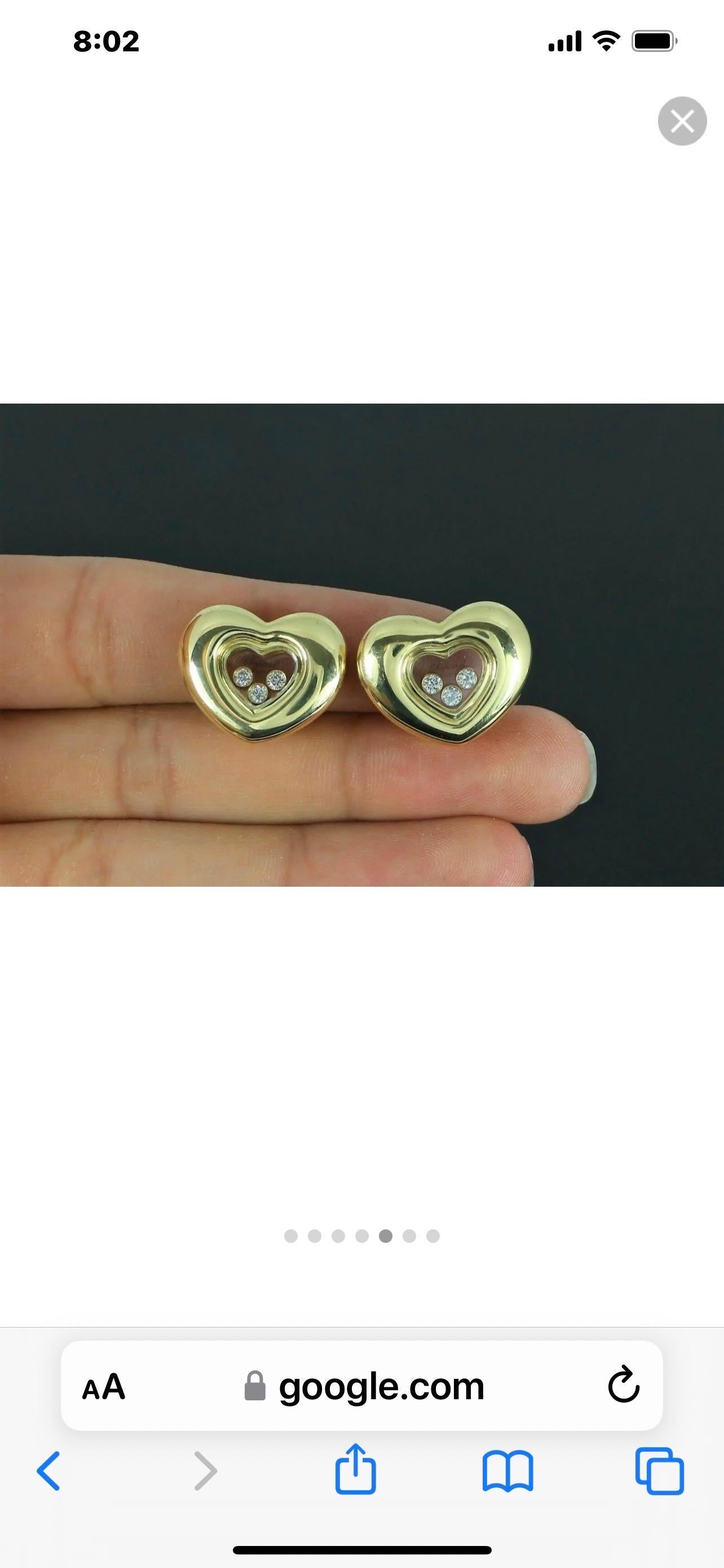 Taglio rotondo Orecchini Chopard Happy Floating Diamonds Heart Clip On in oro giallo 18 carati in vendita