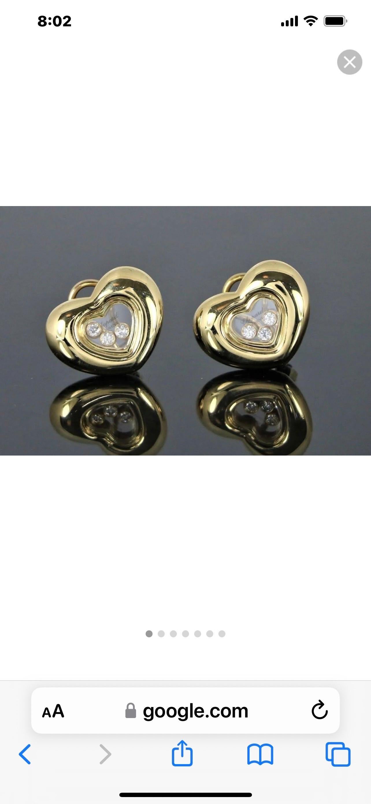 Chopard Happy Floating Diamonds Heart Clip On 18 Karat Yellow Gold Earrings In Excellent Condition For Sale In New York, NY
