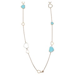 Chopard Happy Heart Diamond Turquoise 18k Rose Gold Long Necklace