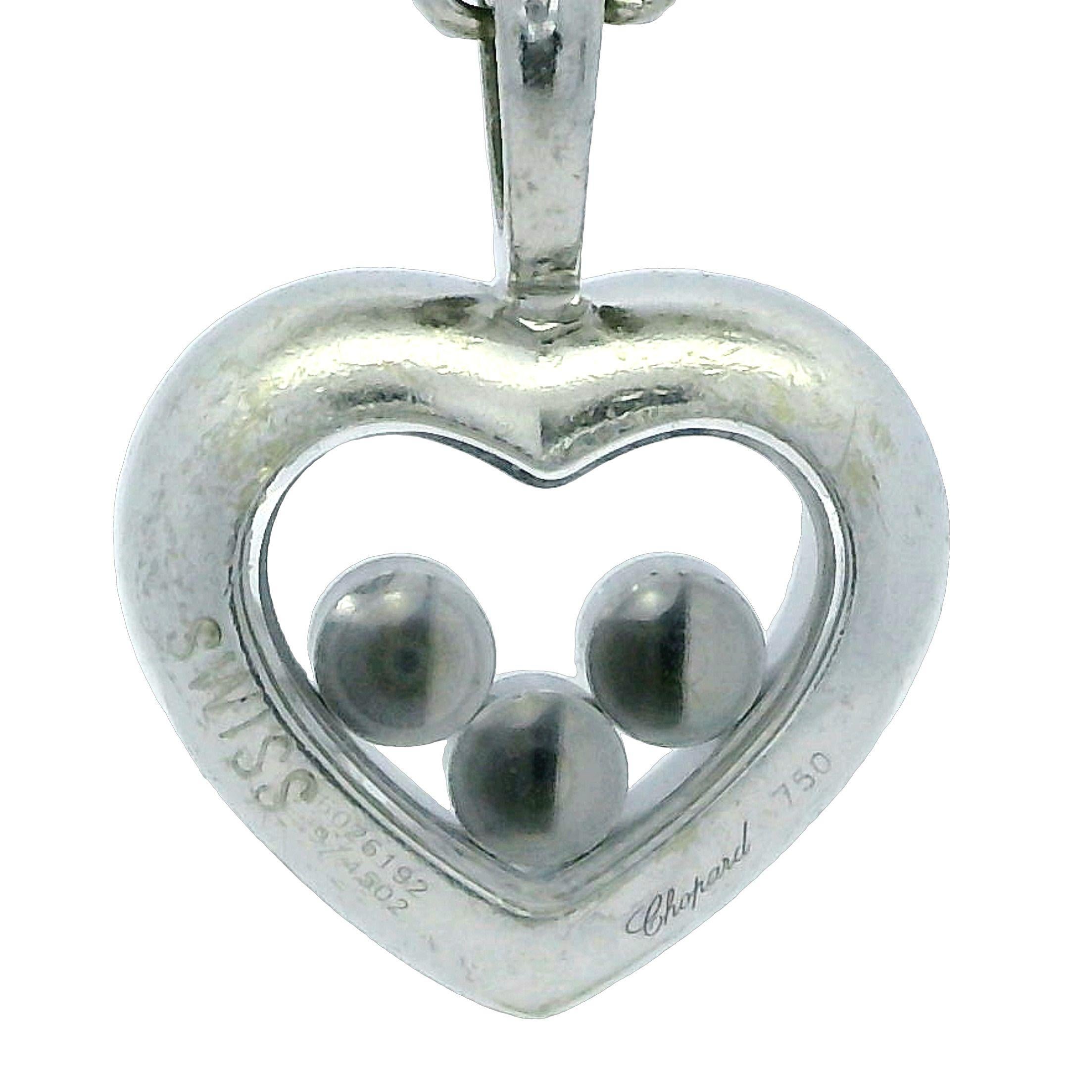 Brilliant Cut Chopard Happy Heart Diamond White Gold Pendant Necklace  For Sale