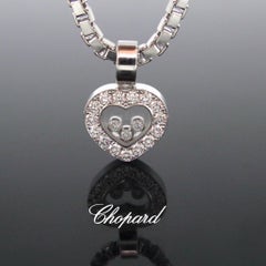 Chopard Happy Heart Diamonds White Gold Pendant Chain Link Necklace