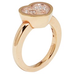Chopard Happy Heart Happy Diamond 18k Rose Gold Diamond Ring Size 55