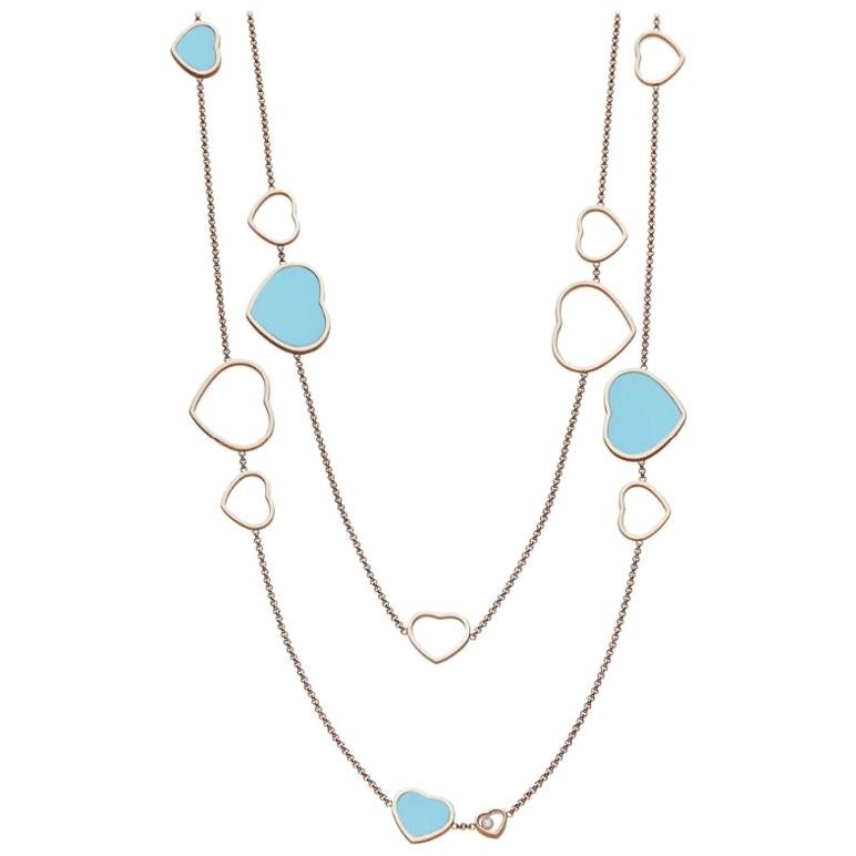 Chopard, collier pour femme Happy Heart en turquoise et diamants 817482-5401