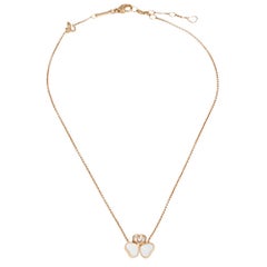 Chopard Happy Heart Wings Diamond Mother of Pearl 18k Rose Gold Pendant Necklace