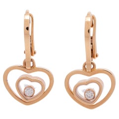 Chopard Happy Hearts 18K Rose Gold Diamond Drop Earrings