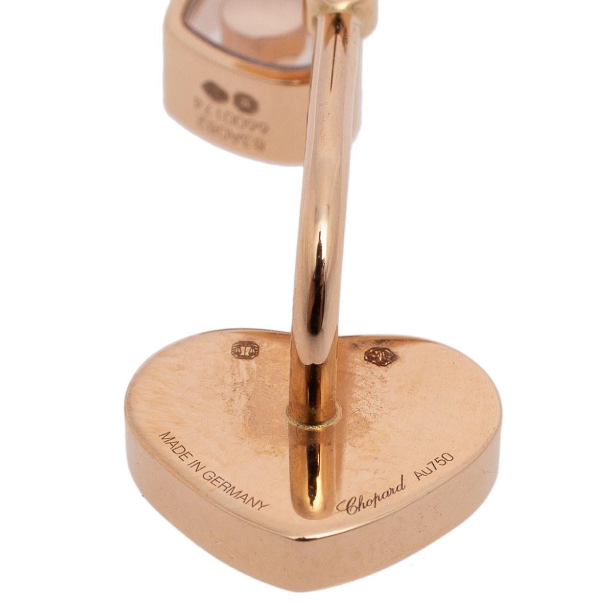 Chopard Happy Hearts 18K Rose Gold Diamond & Mother of Pearl Drop Earrings In Good Condition In Dubai, Al Qouz 2