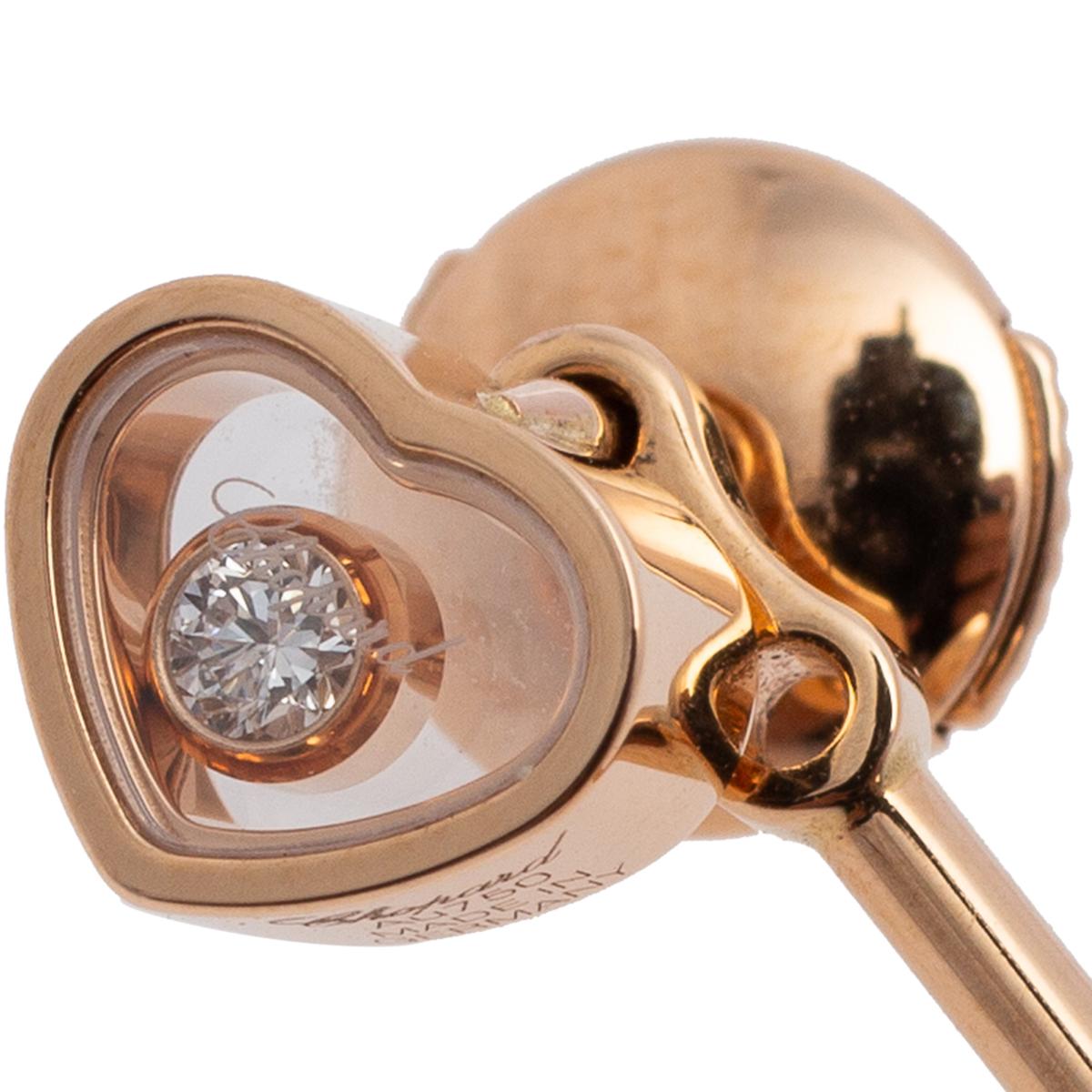 Women's Chopard Happy Hearts 18K Rose Gold Diamond & Mother of Pearl Drop Earrings