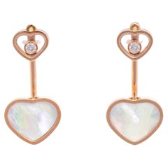 Chopard Happy Hearts 18K Rose Gold Diamond & Mother of Pearl Drop Earrings