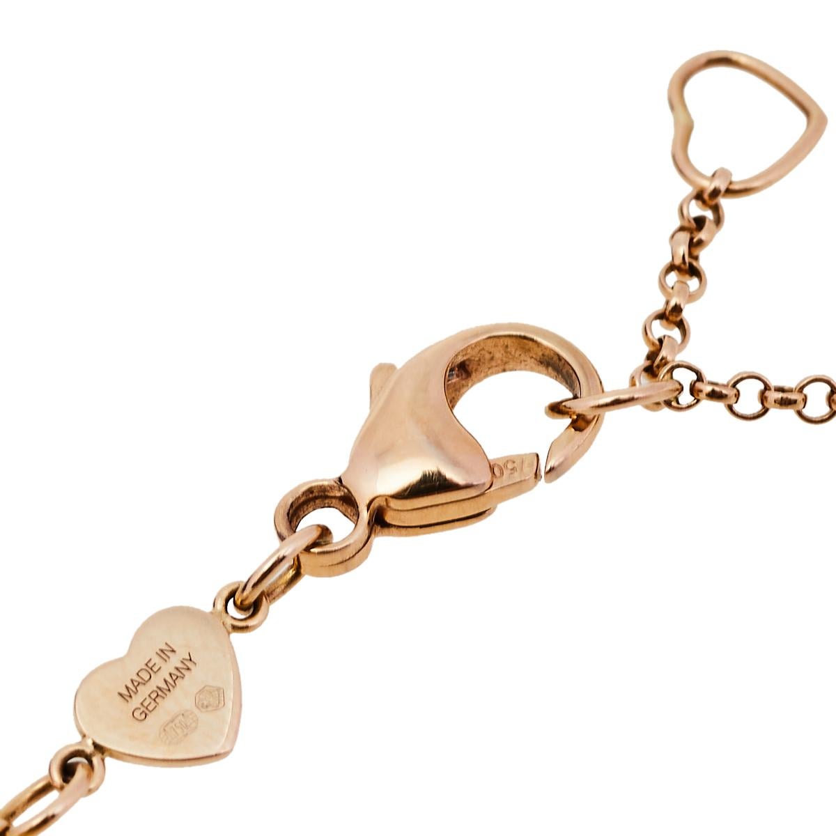Contemporary Chopard Happy Hearts 18K Rose Gold Malachite & Diamond Bracelet
