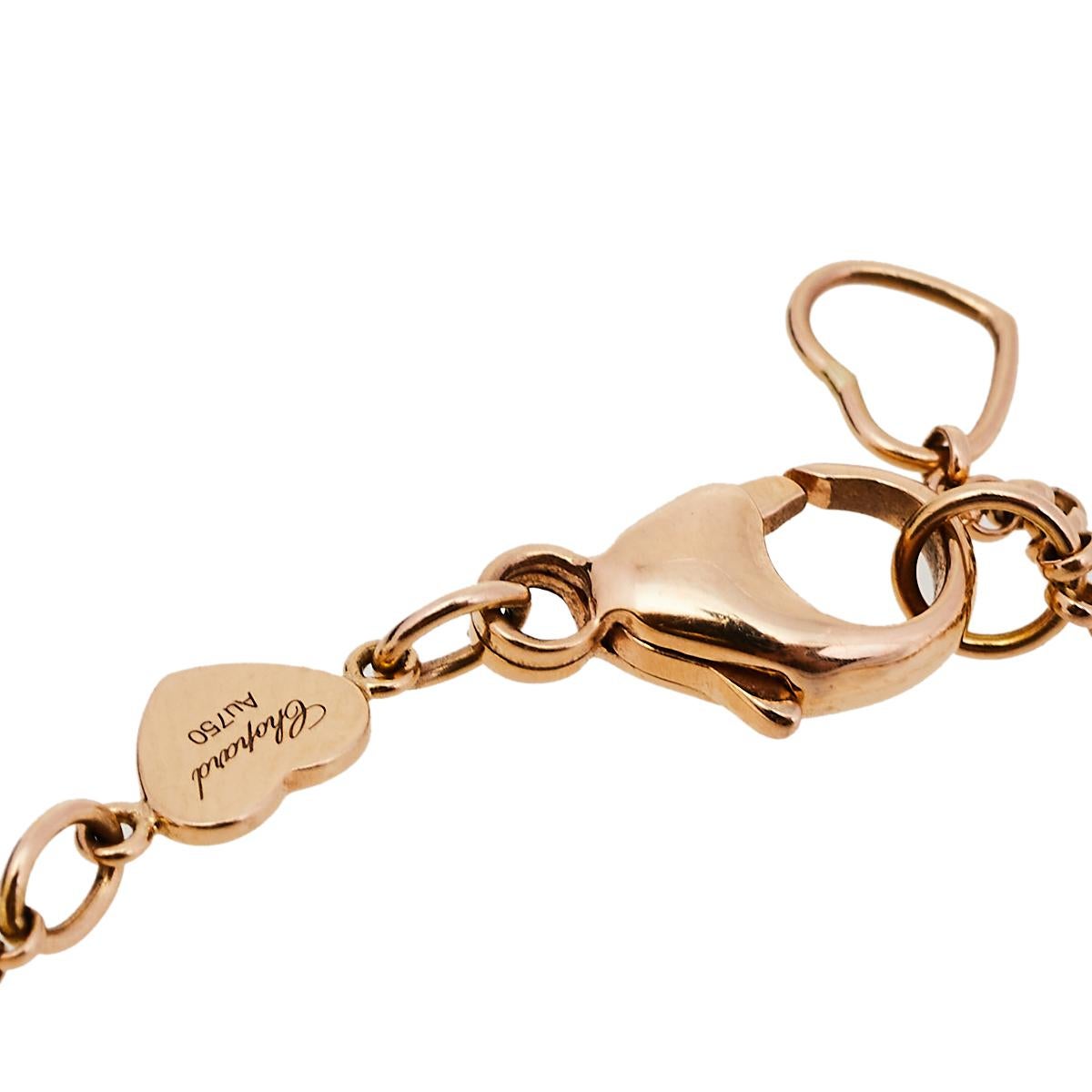 Chopard Happy Hearts 18K Rose Gold Malachite & Diamond Bracelet In Fair Condition In Dubai, Al Qouz 2