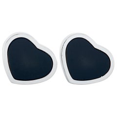 Chopard Happy Hearts 18 Karat White Gold and Onyx Heart Stud Earrings