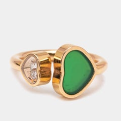 Chopard, bague Happy Hearts en or rose 18 carats avec agate et diamants, taille 48