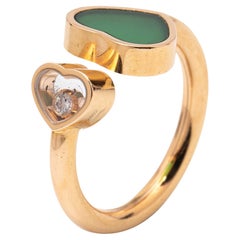 Chopard Happy Hearts Agate Diamond 18k Rose Gold Ring Size 48