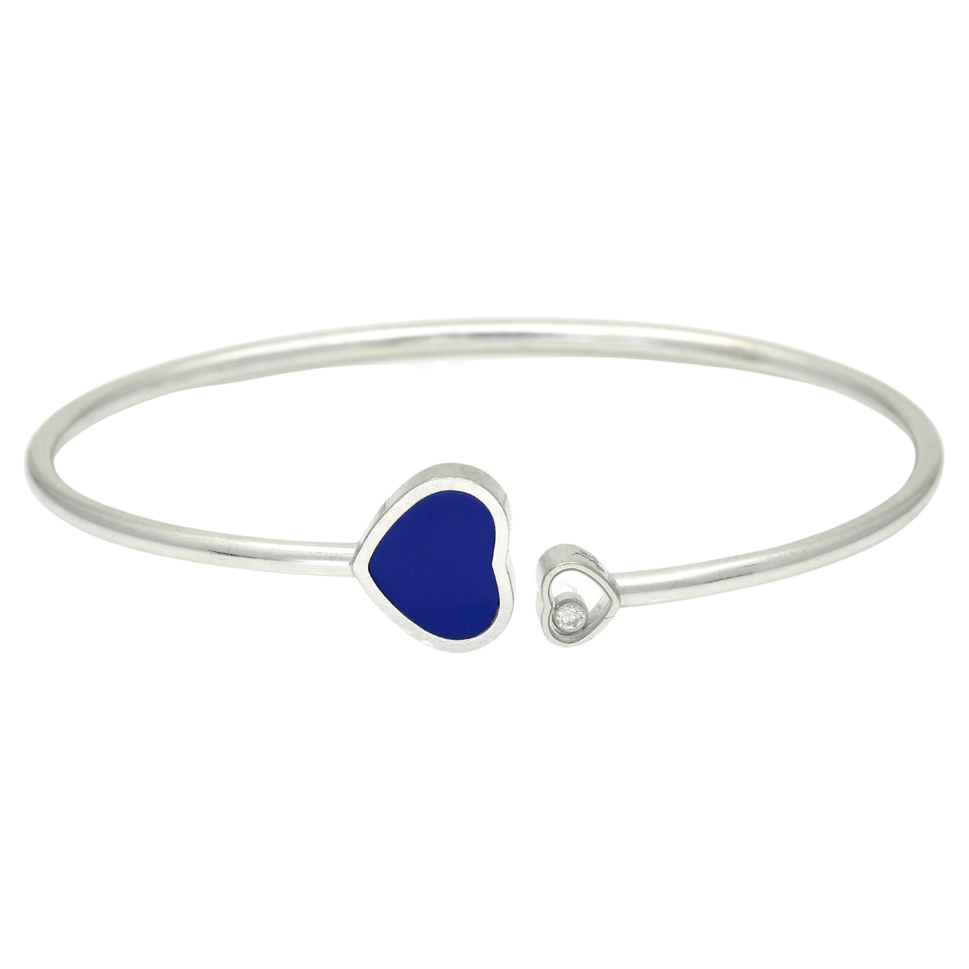 Chopard Happy Hearts Bangle Bracelet - Floating Diamond and Lapis Lazuli For Sale