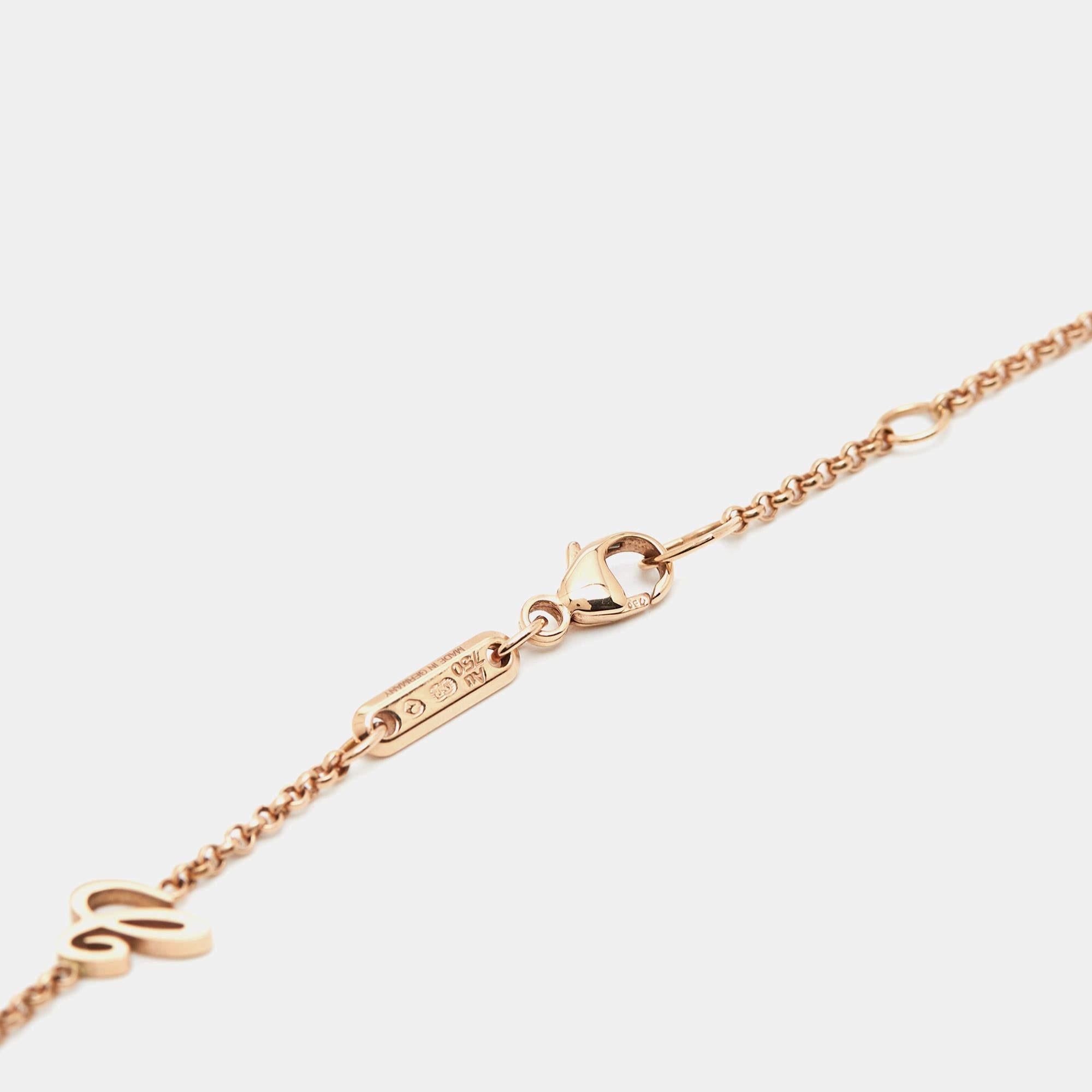 Chopard Happy Hearts Blue Stone Diamond 18k Rose Gold Necklace In Good Condition For Sale In Dubai, Al Qouz 2