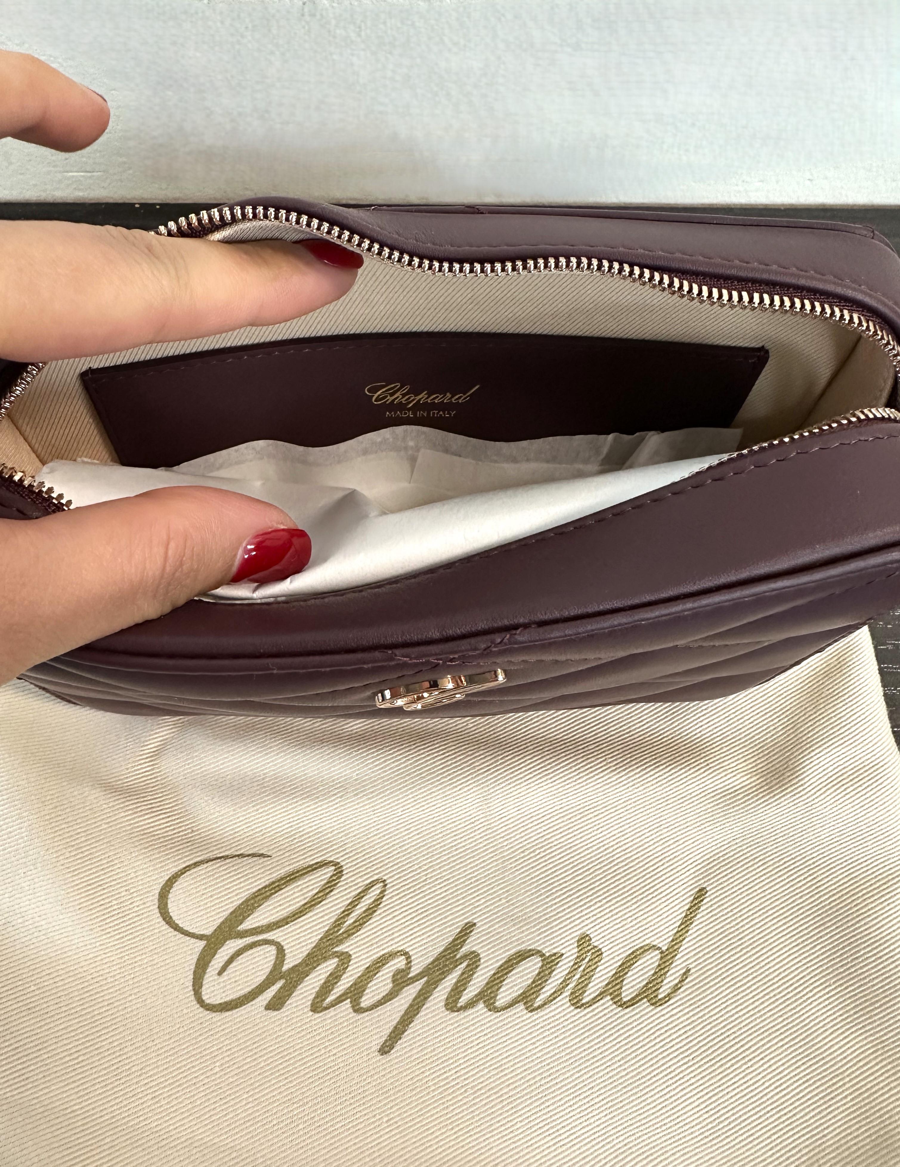 Women's Chopard Happy Hearts Bordeaux Quilted Leather Mini Chain Bag 95000-1099 For Sale