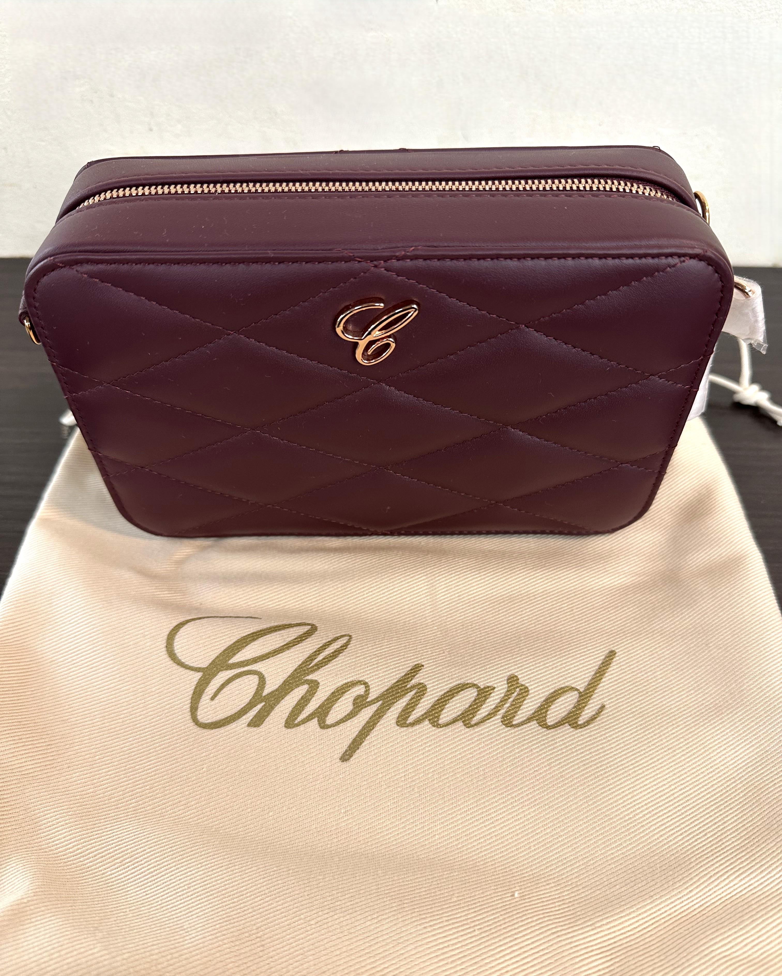 Chopard Happy Hearts Bordeaux Quilted Leather Mini Chain Bag 95000-1099 For Sale 1