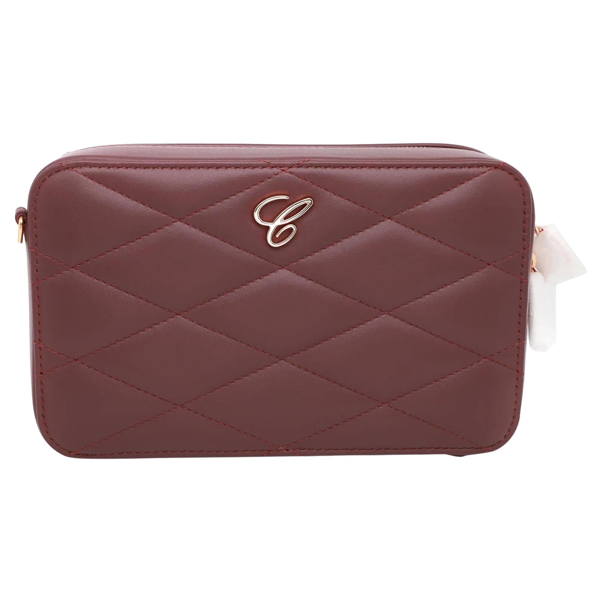 Chopard Happy Hearts Bordeaux Quilted Leather Mini Chain Bag 95000-1099 For Sale