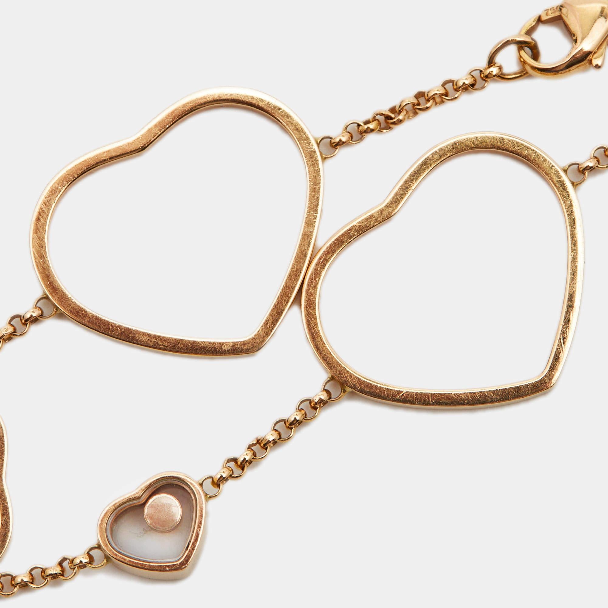 Chopard Happy Hearts Diamond 18k Rose Gold Bracelet In Good Condition In Dubai, Al Qouz 2