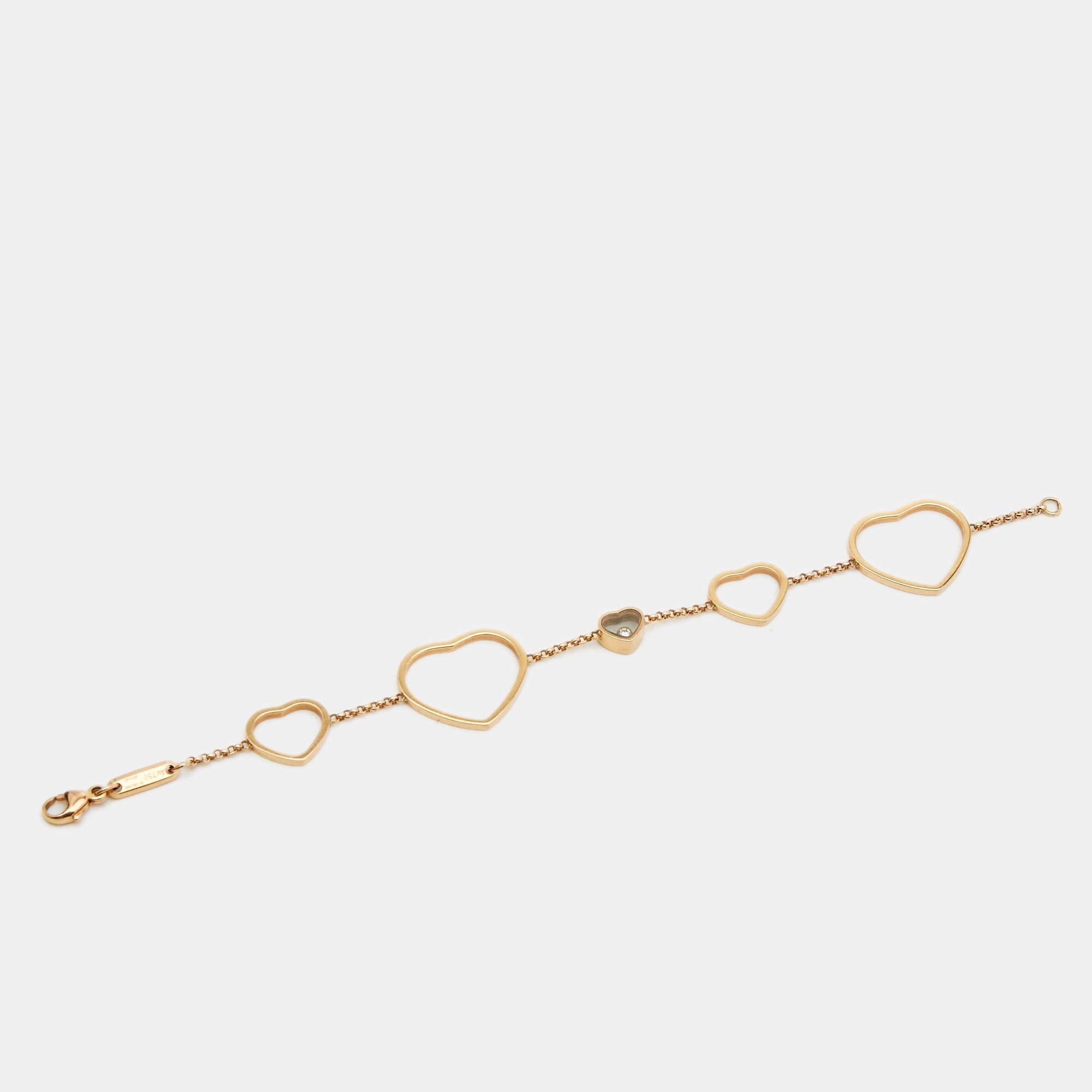 Women's Chopard Happy Hearts Diamond 18k Rose Gold Bracelet