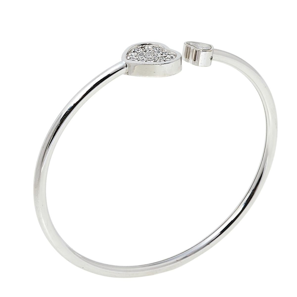 Women's Chopard Happy Hearts Diamond 18K White Gold Cuff Bracelet