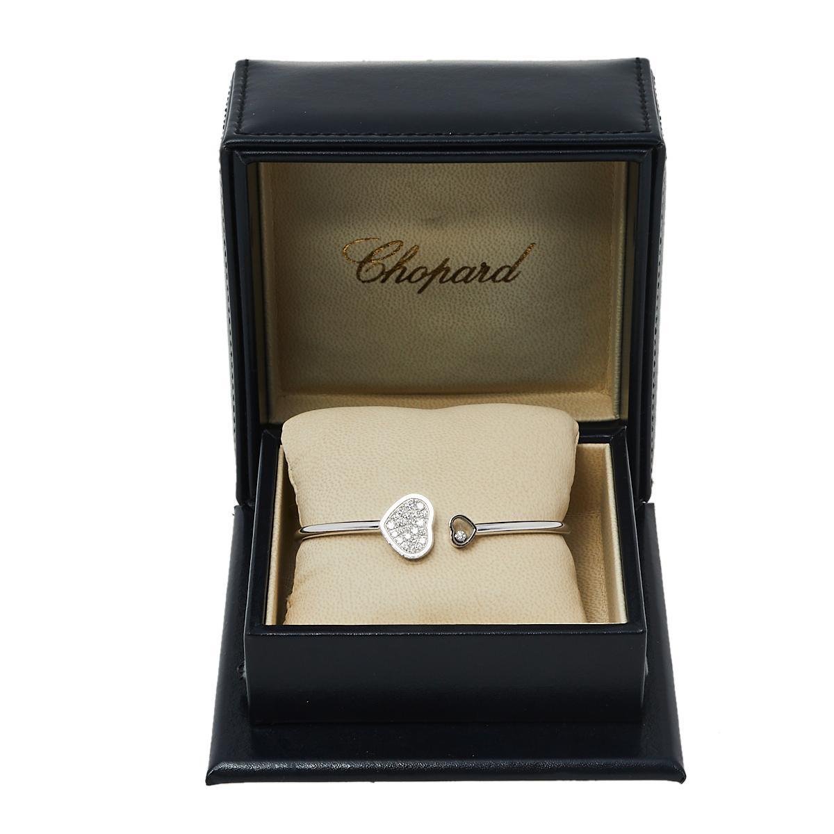 Chopard Happy Hearts Diamond 18K White Gold Cuff Bracelet 3