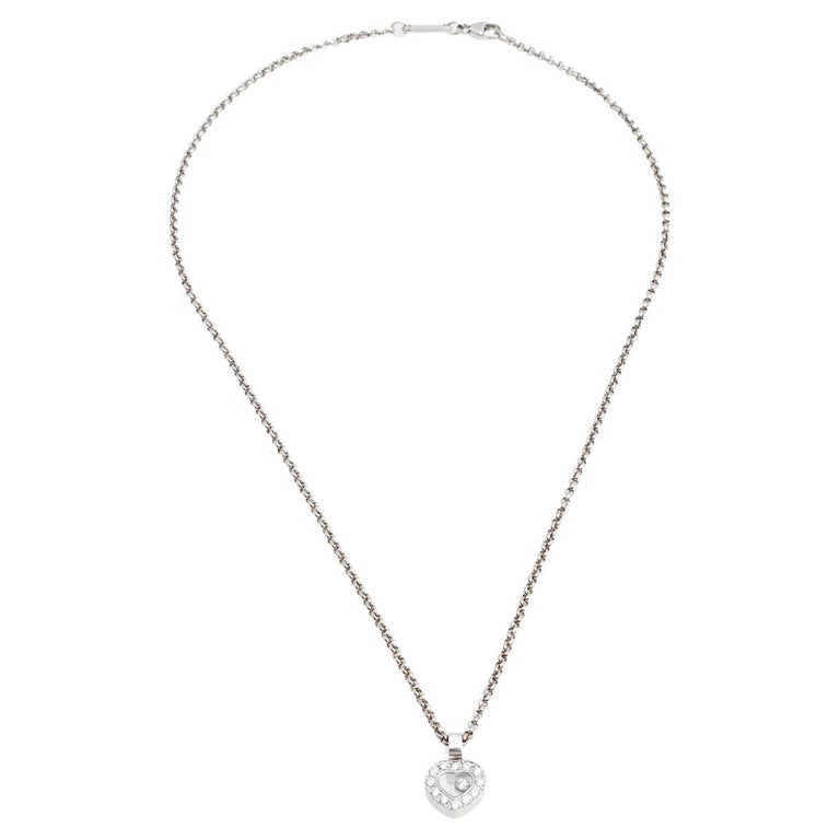 Chopard Happy Hearts Diamond 18k White Gold Pendant Necklace For Sale ...