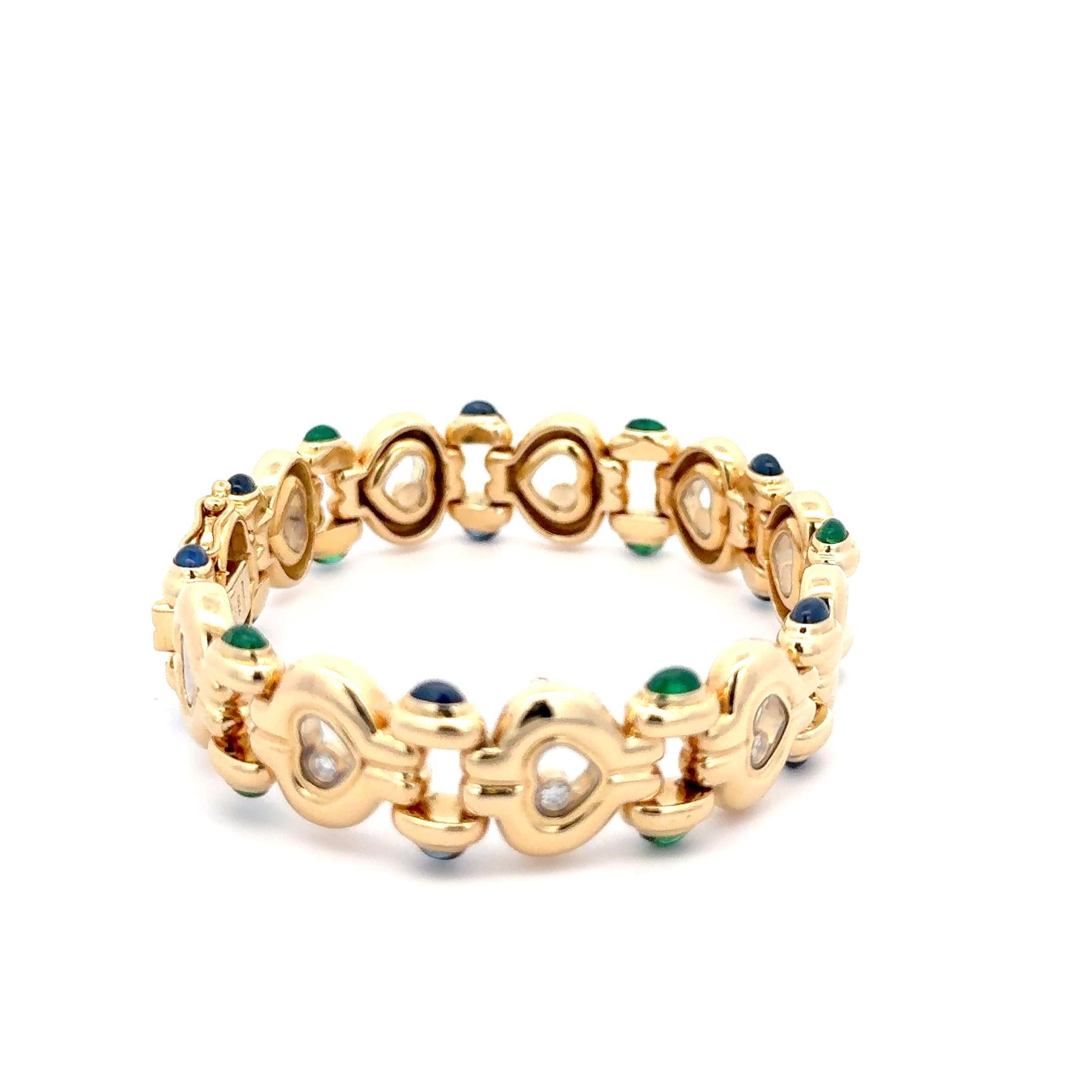 Chopard, bracelet Happy Hearts en or jaune 18 carats et diamants Excellent état - En vente à Dallas, TX