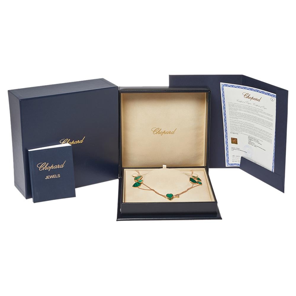 Contemporary Chopard Happy Hearts Diamond Malachite 18K Rose Gold Sautoir Necklace