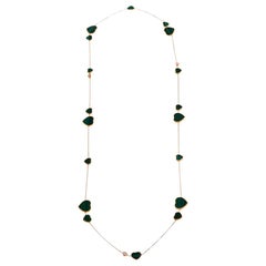 Chopard Happy Hearts Diamond Malachite 18K Rose Gold Sautoir Necklace