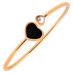 Chopard Happy Hearts Bracelet souple en or rose 18K avec diamants et onyx