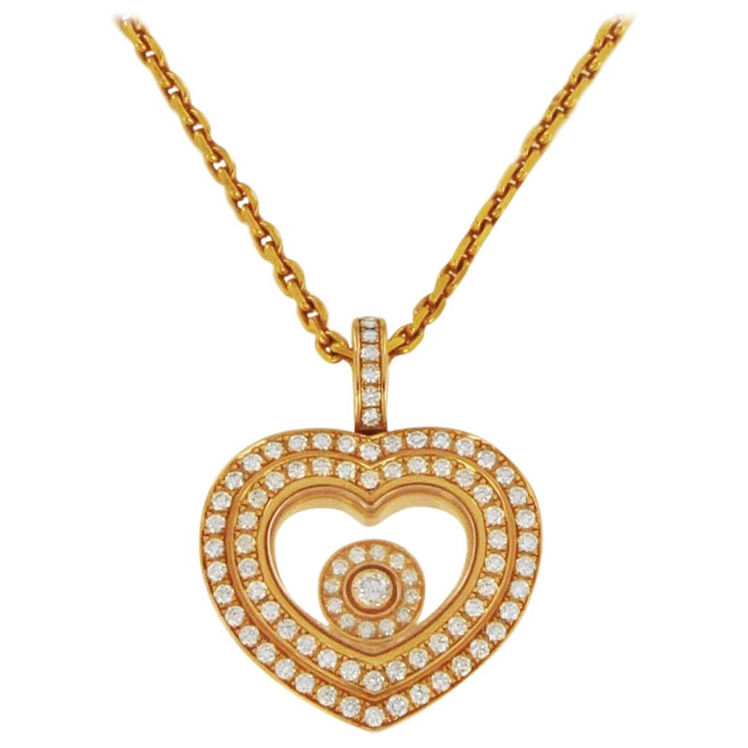 Chopard Happy Hearts Diamond Rose Gold Pendant Necklace 18 Karat Box