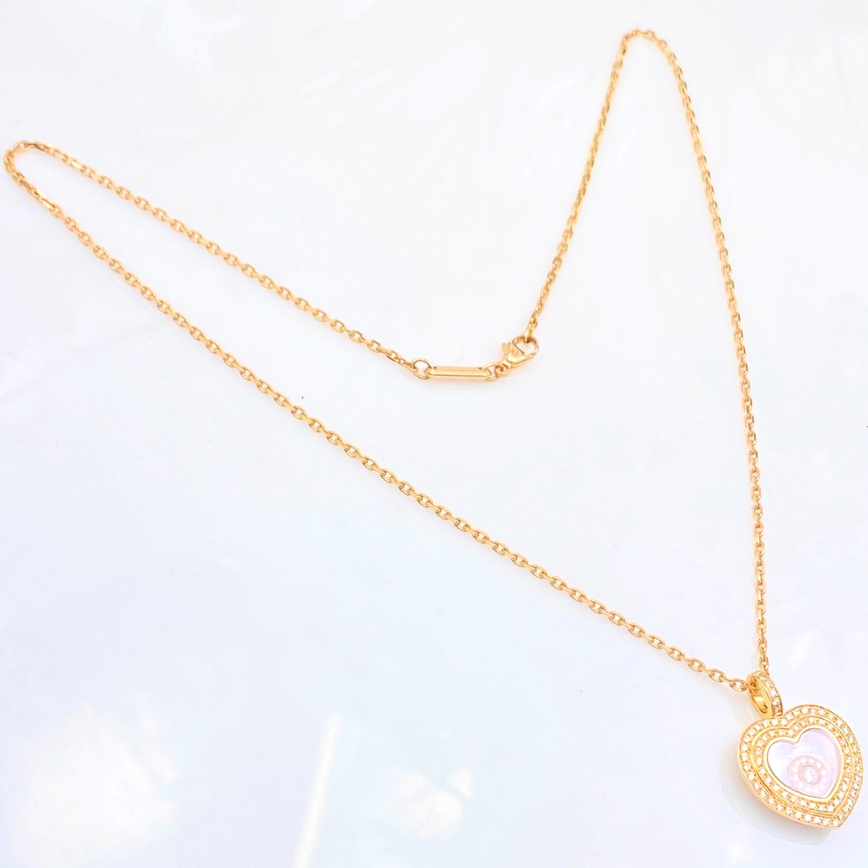 Chopard Happy Hearts Diamond Rose Gold Pendant Necklace 18 Karat Box For Sale 1