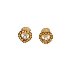 Chopard Happy Hearts Earrings 18K Yellow Gold with Yellow Topaz and Diamonds