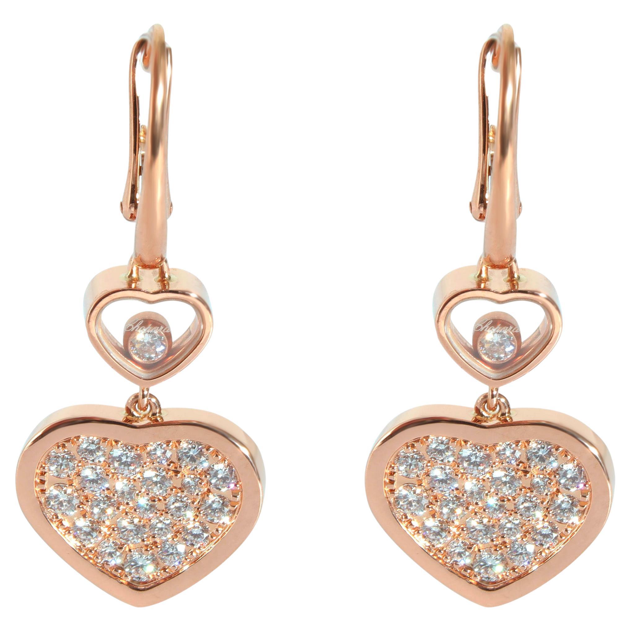 Chopard Happy Hearts Earrings in 18k Rose Gold 0.9 CTW For Sale at 1stDibs