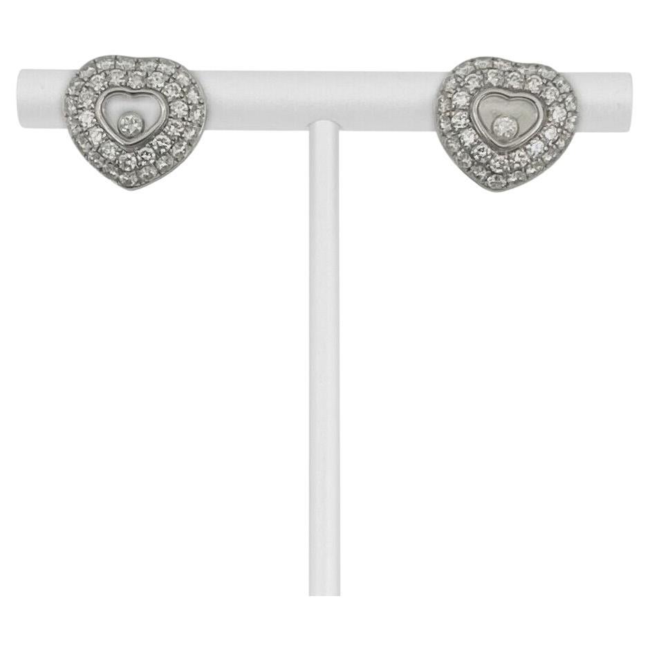 Chopard Happy Hearts Schwebende Diamant-Ohrringe aus 18 Karat Weißgold mit Schachtel im Angebot