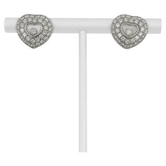 Chopard Happy Hearts Floating Diamond 18 Karat White Gold Earrings with Box