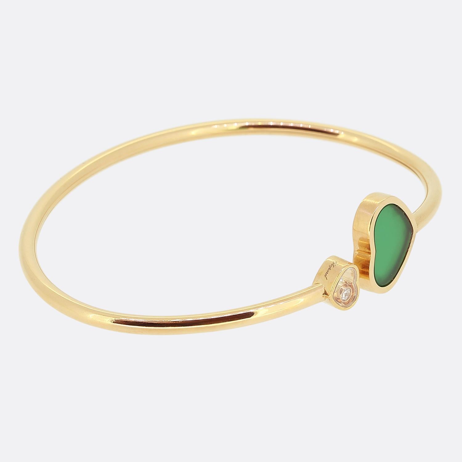Heart Cut Chopard Happy Hearts Green Agate and Diamond Bracelet