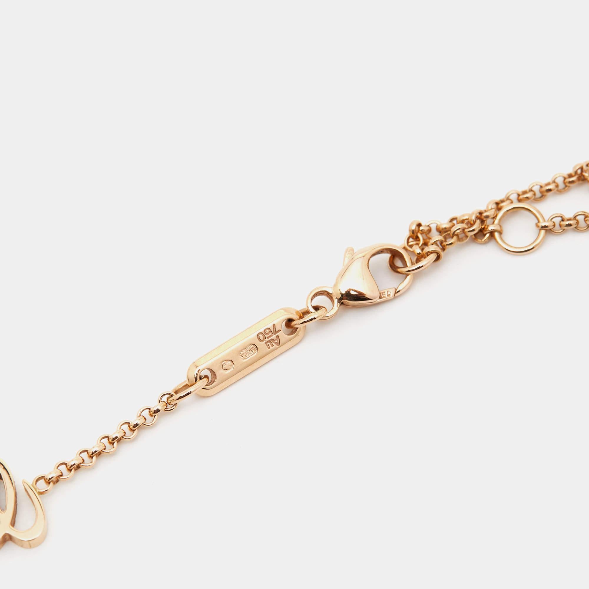 Chopard Happy Hearts Onyx Diamond 18K Rose Gold Pendant Necklace 1