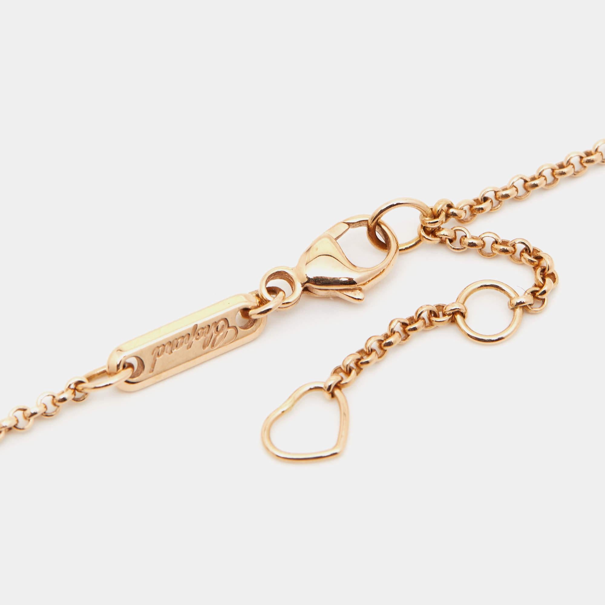 Chopard Happy Hearts Onyx Diamond 18K Rose Gold Pendant Necklace 3