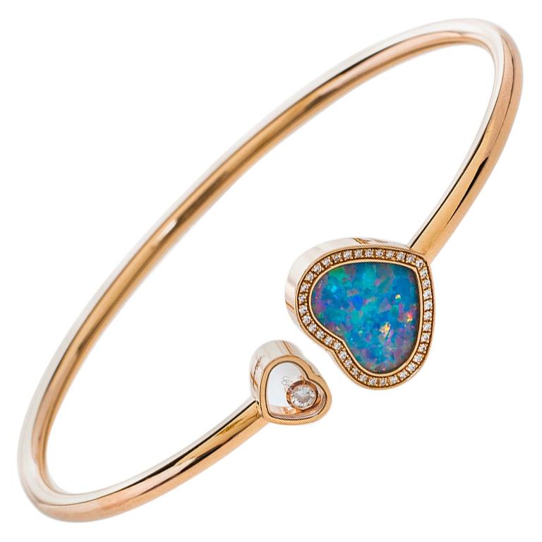 Chopard Happy Hearts Opal & Diamond 18K Rose Gold Open Bracelet S