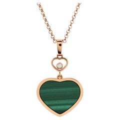 Chopard Happy Hearts Pendant Necklace 18K Rose Gold with Malachite and Floating