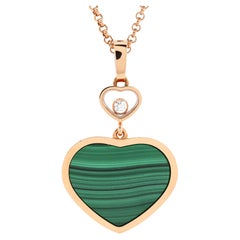 Chopard Happy Hearts Pendant Necklace 18K Rose Gold with Malachite