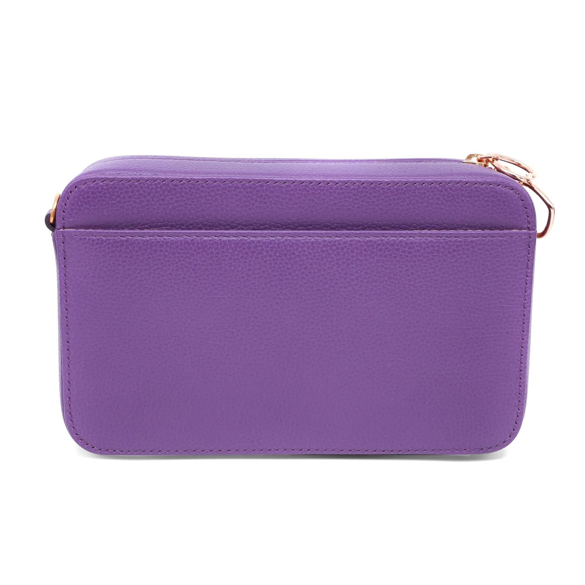 Chopard Happy Hearts Purple Grained Leather Mini Chain Handbag 95000-1180 In New Condition For Sale In New York, NY