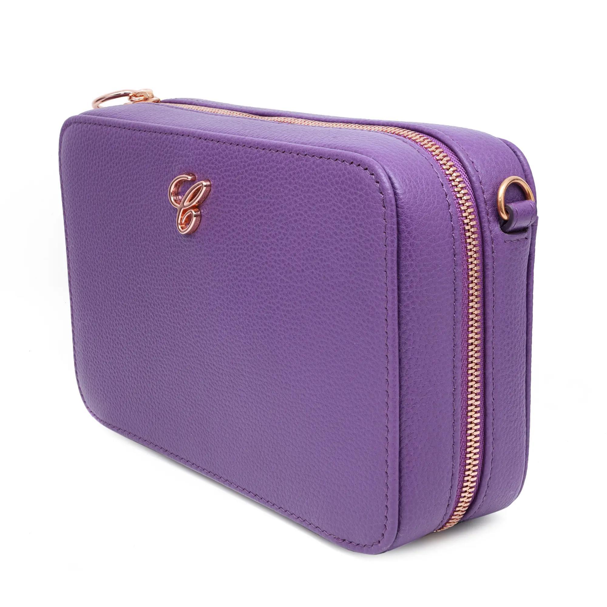Women's Chopard Happy Hearts Purple Grained Leather Mini Chain Handbag 95000-1180 For Sale