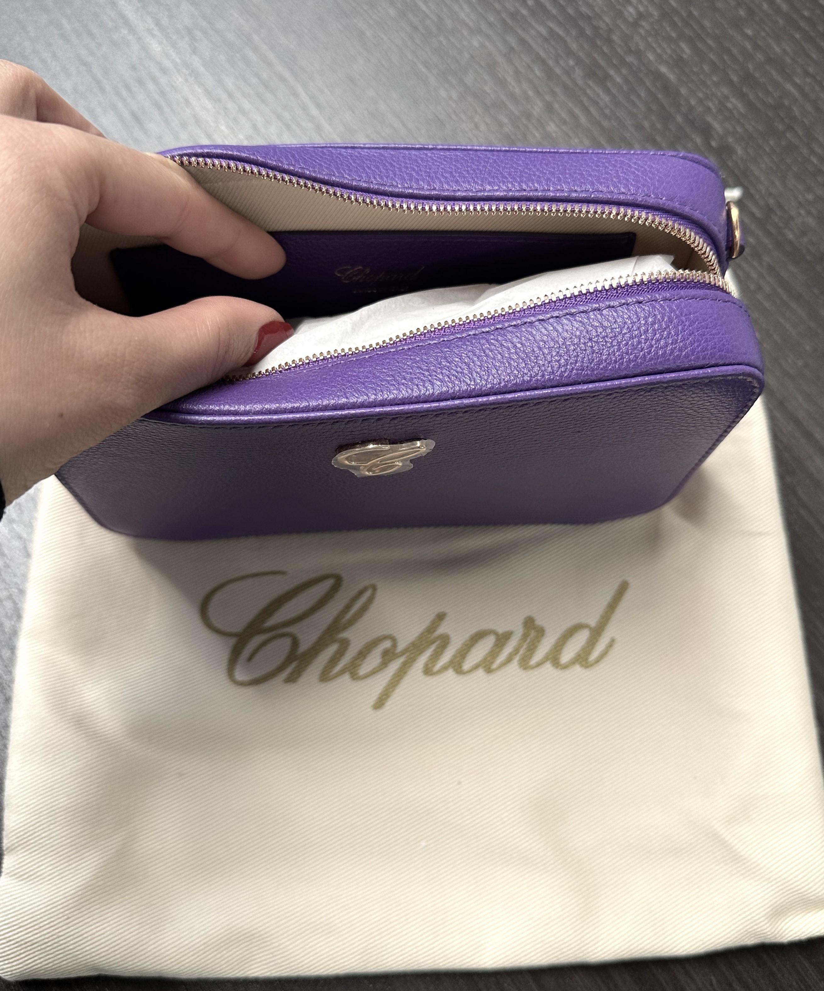 Chopard Happy Hearts Purple Grained Leather Mini Chain Handbag 95000-1180 For Sale 2